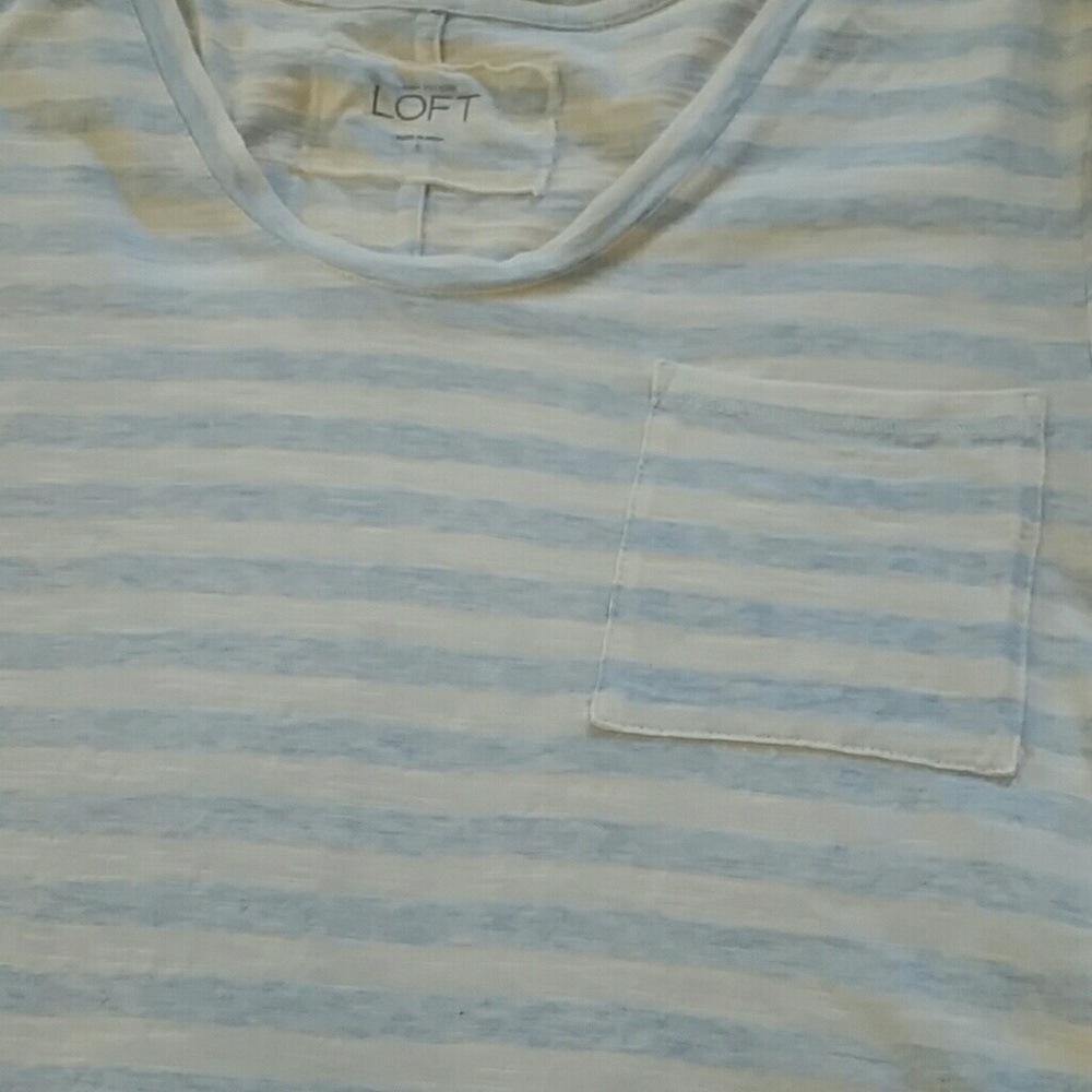 Ann Taylor Loft sz s blue grey striped top EUC!